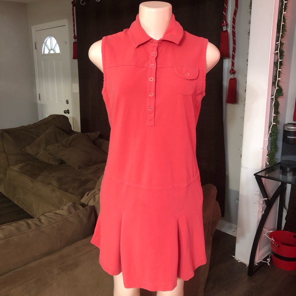 Jones New York Country Dress Woman Large Coral Polo Collar Golf tennis look
